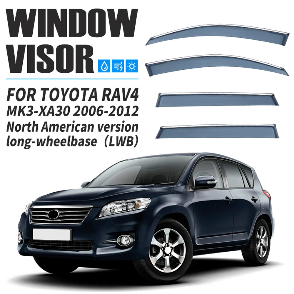 

Хромированные полоски, защита от дождя для TOYOTA RAV4 XA30 2005-2013, оконный козырек, ветровые дефлекторы, дверной козырек, вентиляционные шторы, вентиляционный козырек
