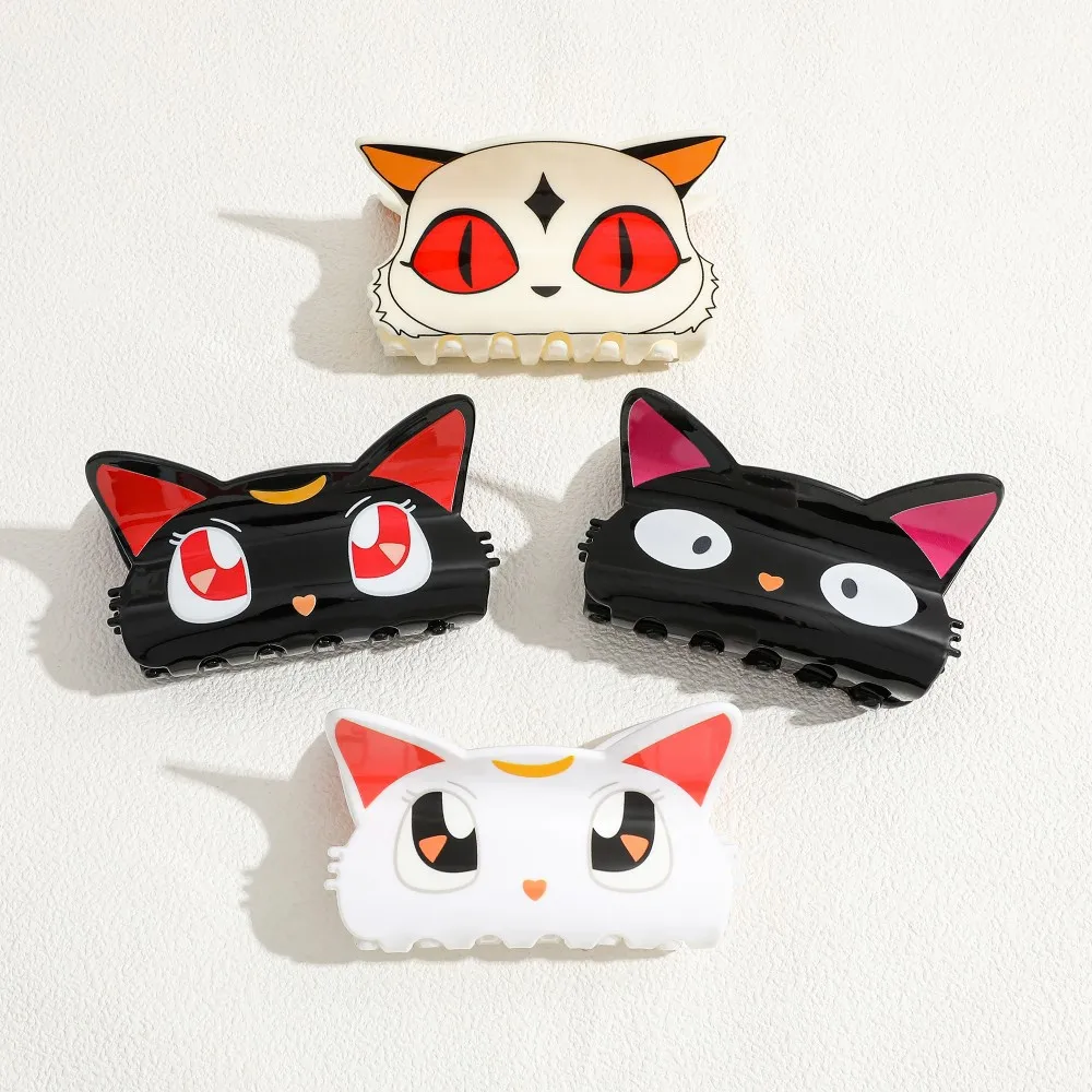 Sweet Cute Sailor Moon Cartoon Cat Design Acrylic Hair Claw Clips Fashion Hair Accessories for Girls