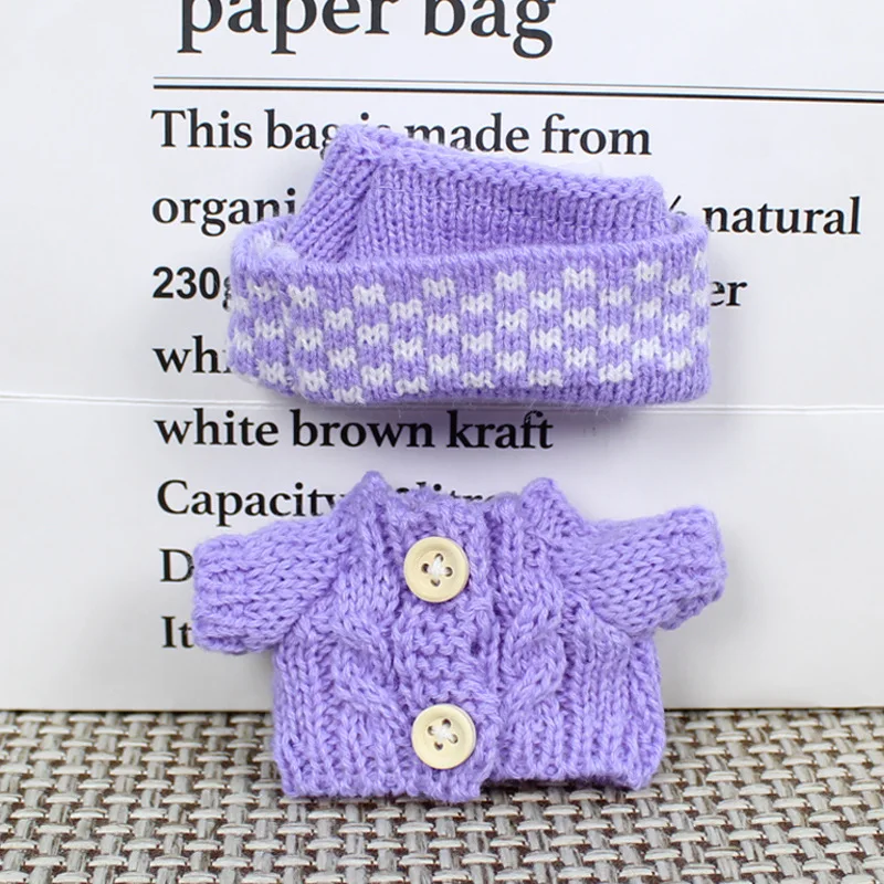 Ubranka dla lalek Labubu I II, urocze ubranka, 4 kolory, zestaw swetra z siateczki i czapki, akcesoria, ubranka dla pluszowych lalek.