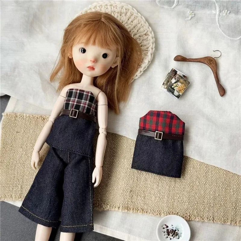 Ropa para muñeca Blythe, vestido plisado, falda Jk, conjunto de ropa, suéter de cuello alto, conjunto de pantalones vaqueros OB24 OB22 1/6, pierna larga HelloKitty