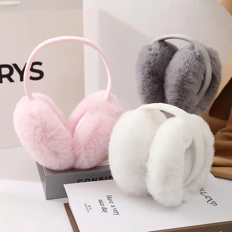 ใหม่ 1PC สีทึบ Soft Plush หูอุ่นฤดูหนาว WARM Earmuffs ผู้หญิงผู้ชายแบบพกพาพับ Earflap เล่นสกีกลางแจ้ง WARM ฝาครอบหู