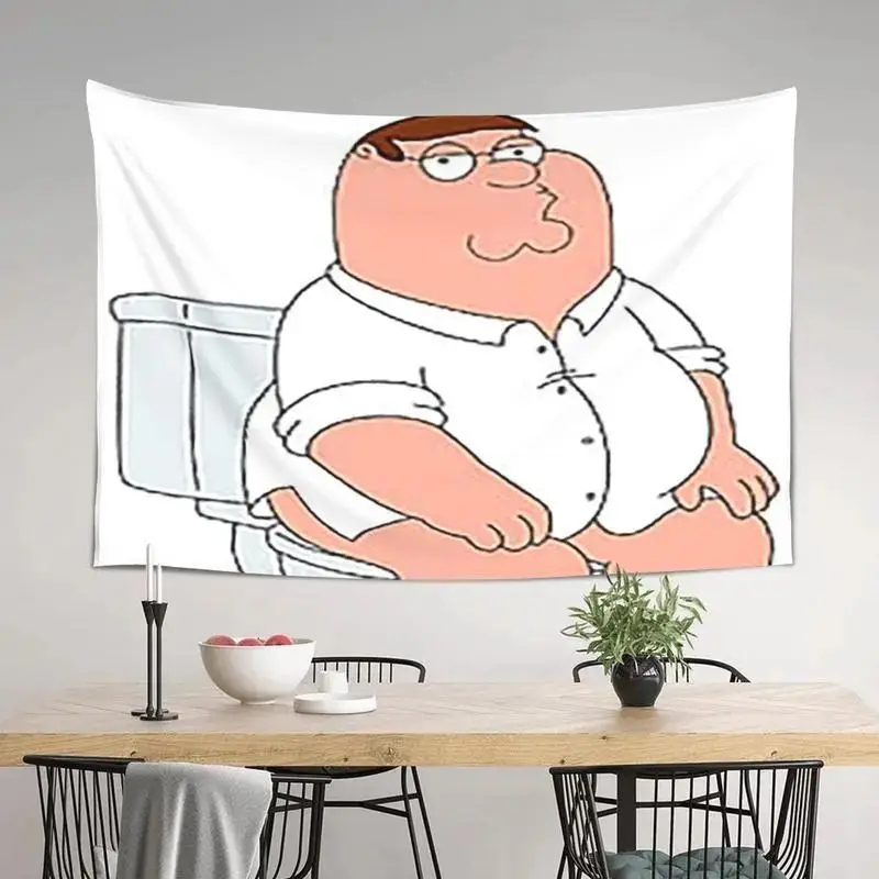 VIKAMA Cartoon Fat Man Toilet Meme Decorative Wall Tapestry Home Art Room Decor Bathroom Funny Poster Dorm College Soft Durable