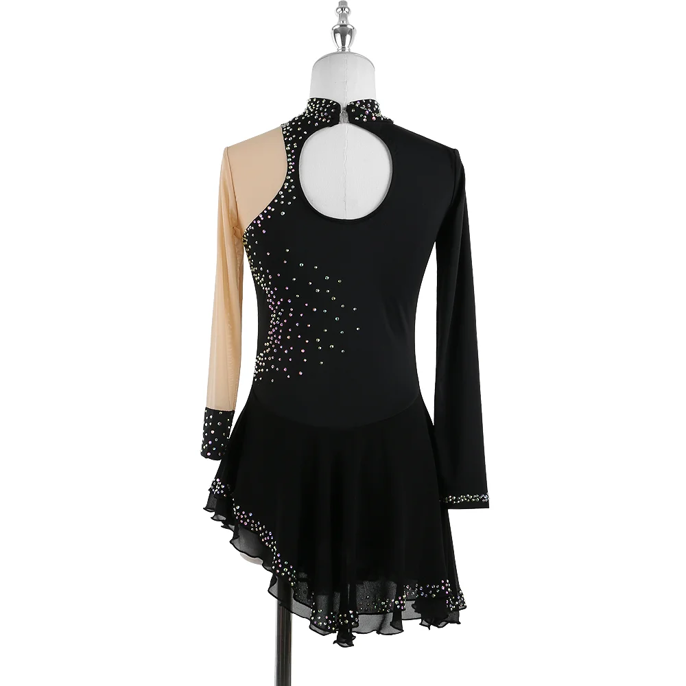 Zagitova Figure Skating Dress For Women Girls Ice Skating Skirt Performance Competition With Shiny Diamond Black