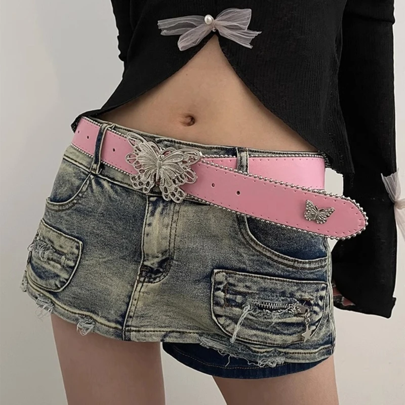 Y2K Waist Belt Cool Girls Butterfly Buckle Belt for Shorts Women Accessories Drop Shipping