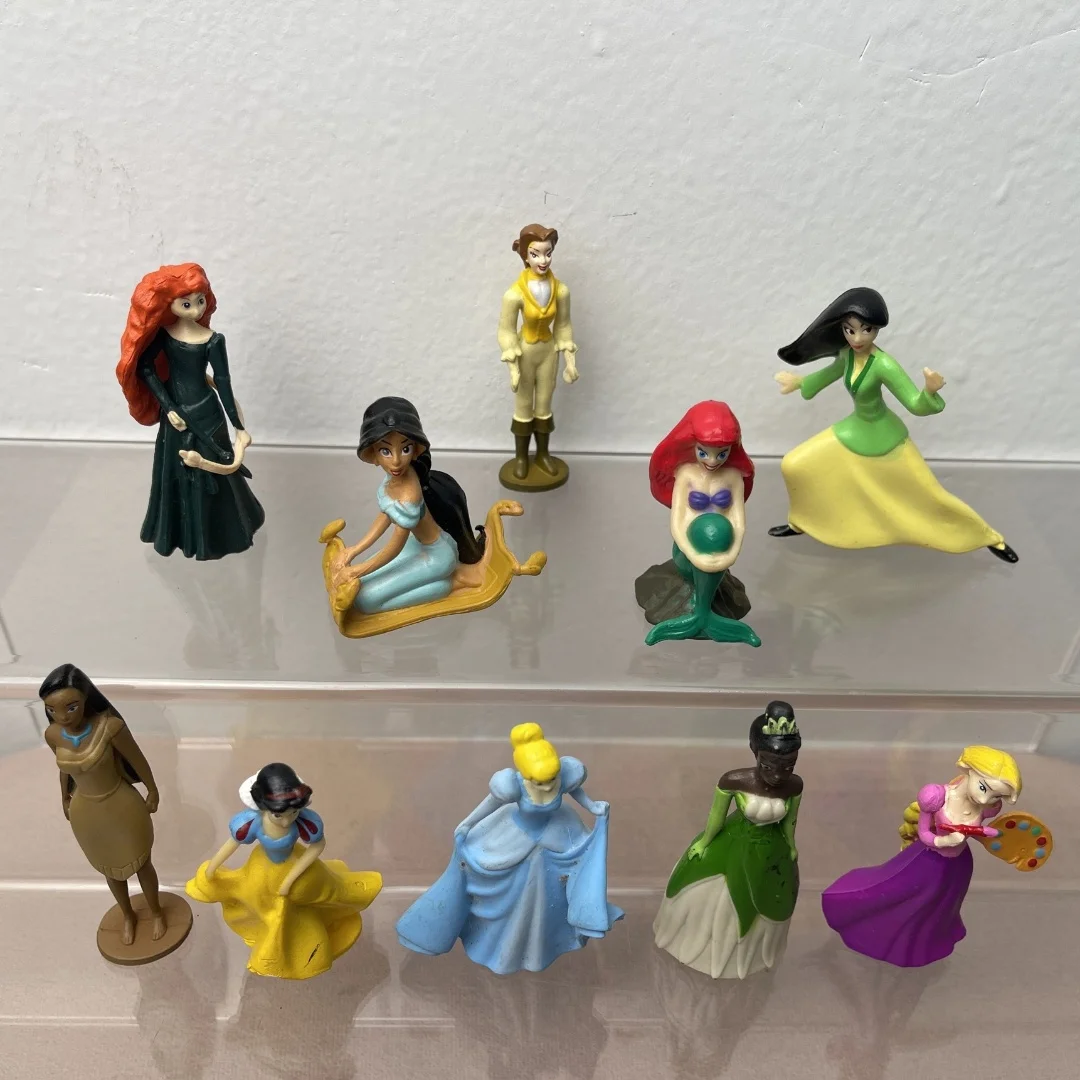 Disney Snow White Jasmine Princess Long Hair Elsa Doll Toys Pvc Anime Figurine Model Desktop Decoration Cake Ornaments Girl Gift