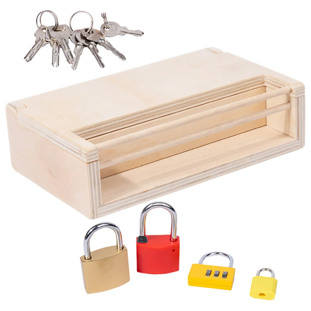 Frühe Bildung Lock Box Montessori Schlüssel Lernen Spielzeug für Kinder Kleinkinder Kinder Sicher Holz Metall Material Hand Auge