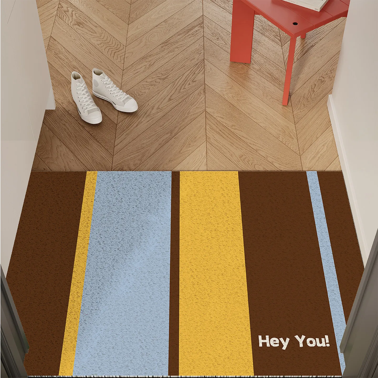 Colorful Vertical Striped PVC Silk Loop Doormat Anti Slip Dirt Trapper Easy Clean Front Door Entryway Floor Mat Home Decor
