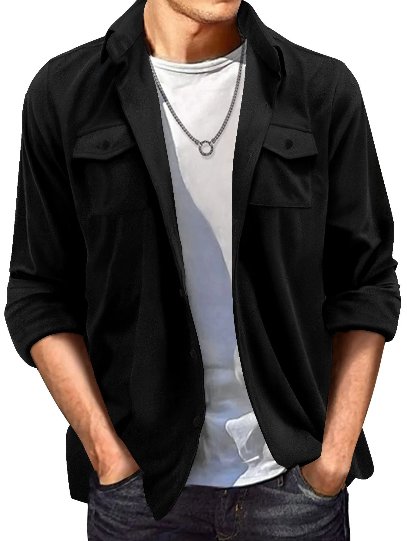 Oversized Faux Suede Men Jacket Casual Loose Long Sleeve Coat Street Style Soft Male Daily Fashion Lightweight Outerwear