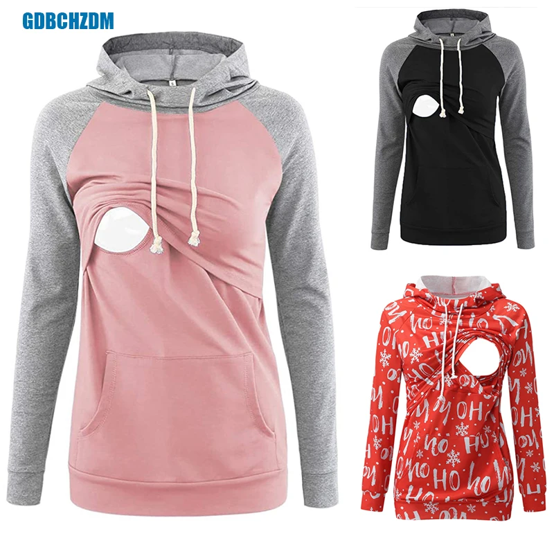 

Womens Fleece Maternity Nursing Hoodie Sweatshirt Hoodies Long Sleeve Breastfeeding Pregnancy Top Kangaroo Pocket Clothes