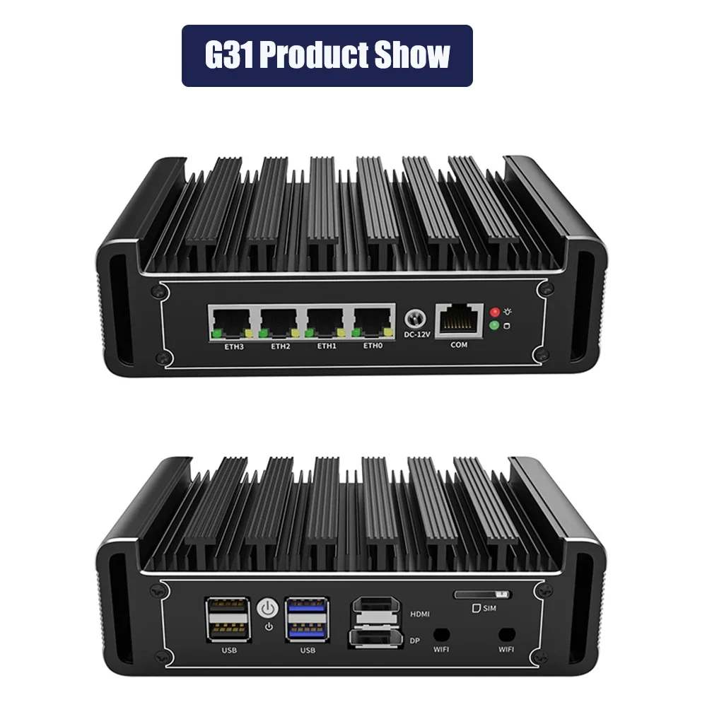 เราเตอร์ pfsense ระบายความร้อนได้ดีไม่มีพัดลม G31S คอมพิวเตอร์ขนาดเล็กไฟร์วอลล์ quard Core Intel N5105/N100 DDR4 DDR5/M.2 NVMe SSD 4*2500เมตร