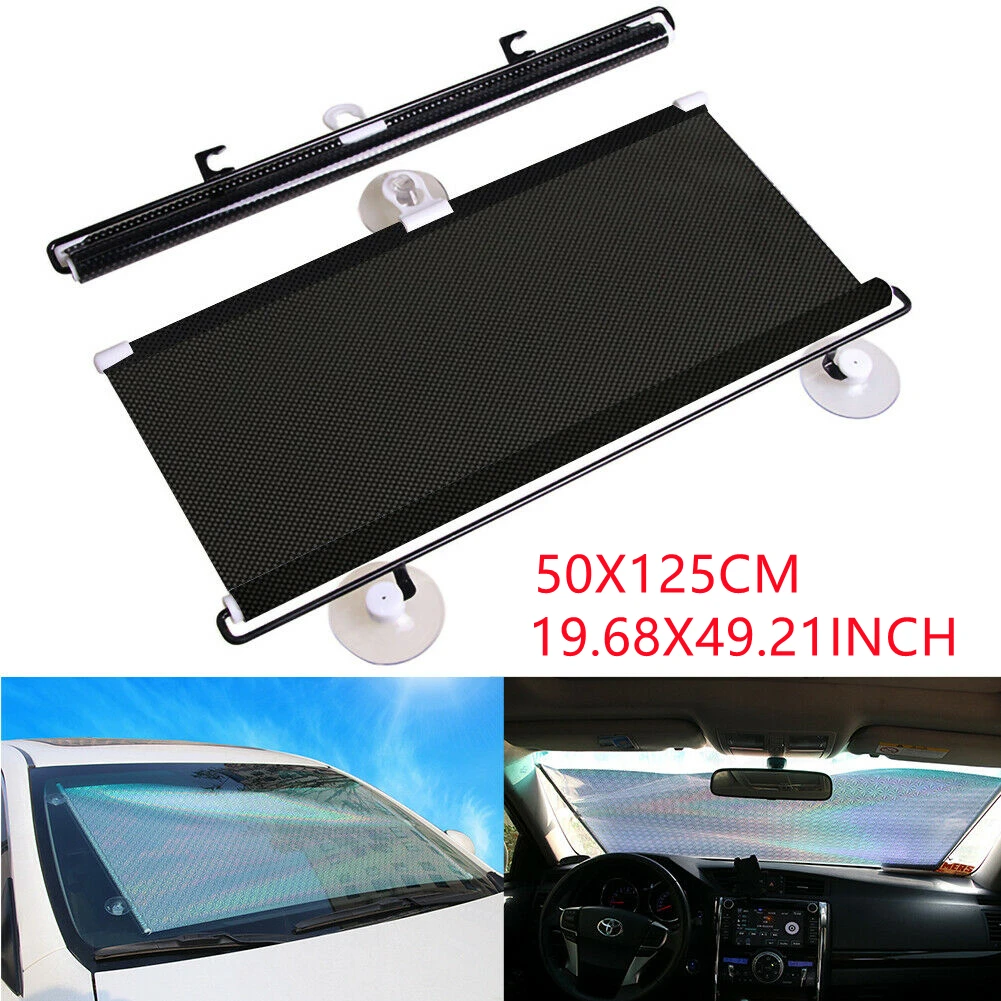 50*125cm Car Window Sunshade Window Film Curtain Windshield Sunshade Protector Solar Car Front Window Rear Block Curtain