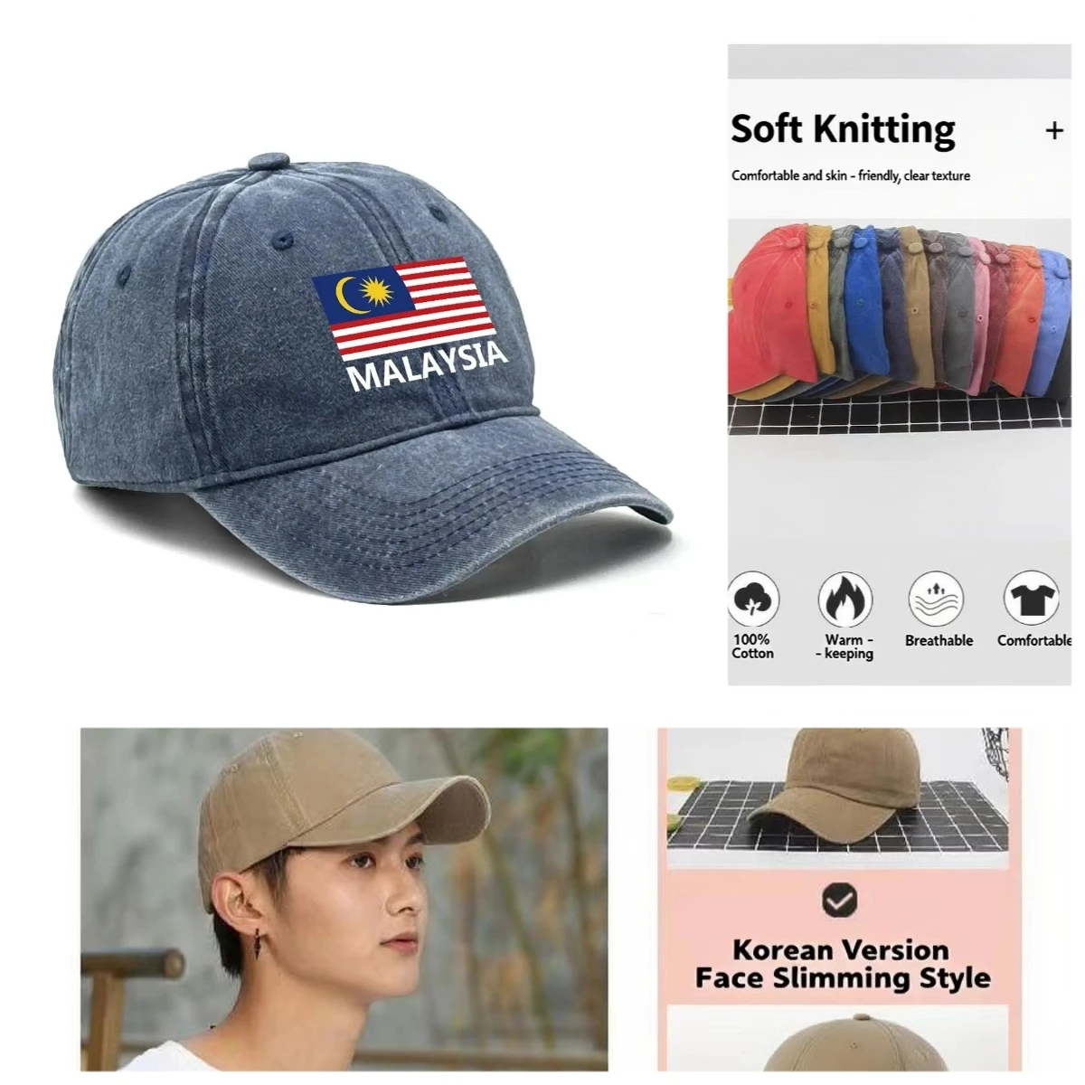 

Malaysia Flag Baseball Hats Unisex Cotton Outdoor Casual Solid Color Baseball Cap Men Adjustable Strap Hat Men High Quality