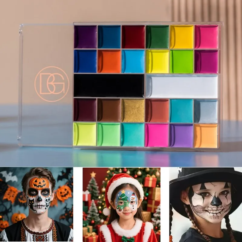 

Поднос для краски для лица и тела на Хэллоуин, радужная красочная маслорастворимая палитра для макияжа лица для фестивалей, вечеринок и макияжа бабочек