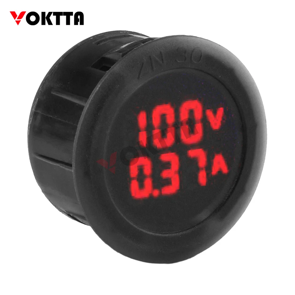 

VOKTTA DC 5-100V LED Digital Voltmeter Round Dual Display DC Voltage Ammeter Flame Retardant Case Safe and Stable