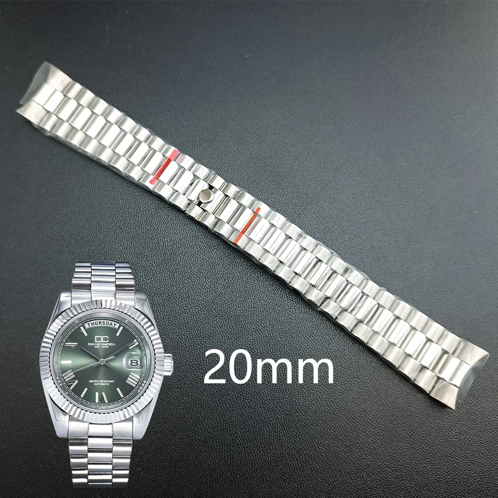 

Watch ear size 20mm stainless steel folding buckle presidential strap, suitable for 41mm case watch accessories