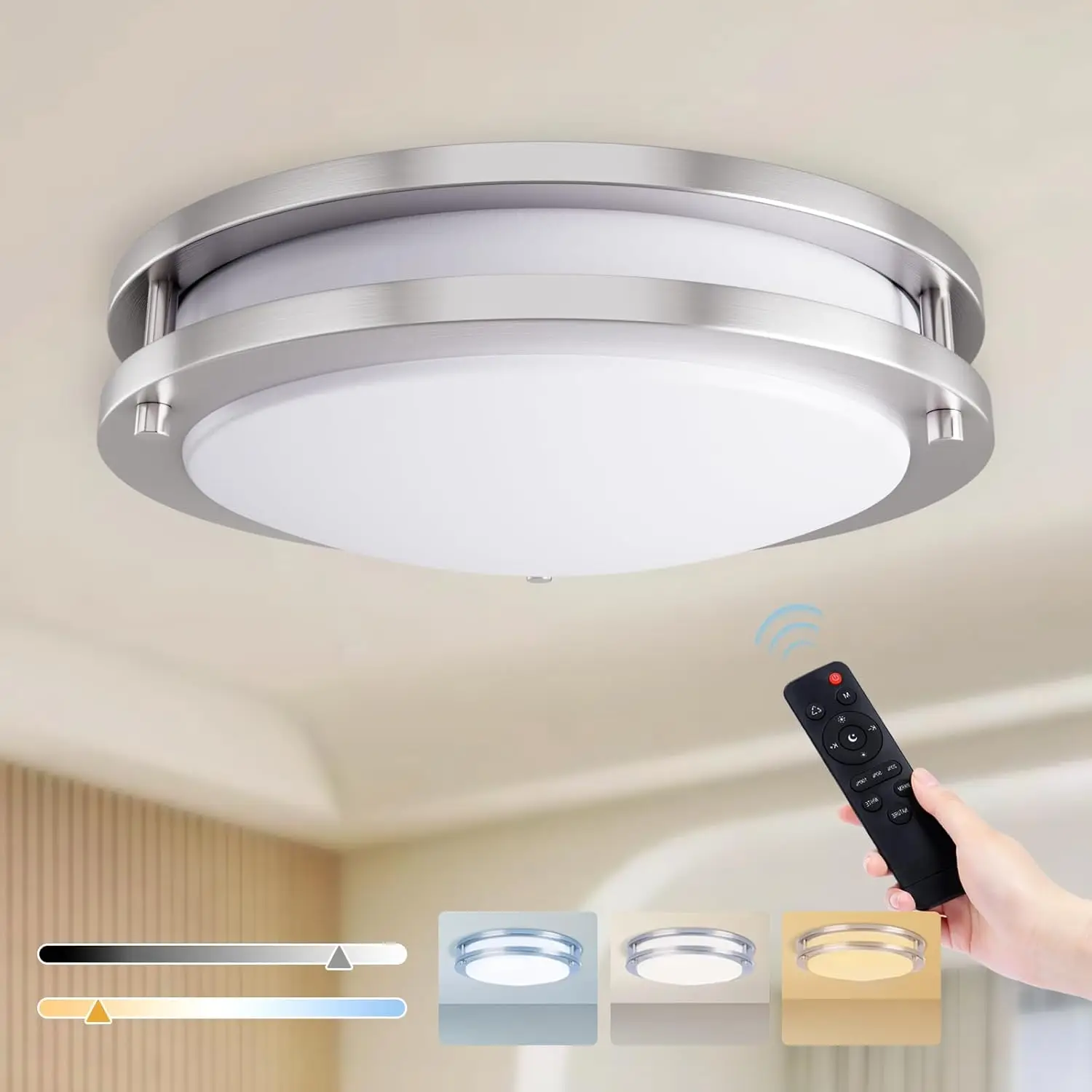 Led Ceiling Light Fixture With Remote 13 Inch Ceiling Lights Flush Mount 24 W Dimmable Ceiling Light Adjustable Kitchen