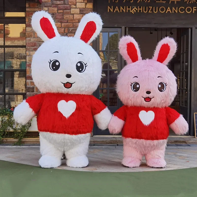 260cm Cute Inflatable Love heart rabbit Plush Cartoon character Mascot Costume Party Advertising Ceremony Animal carnival prop