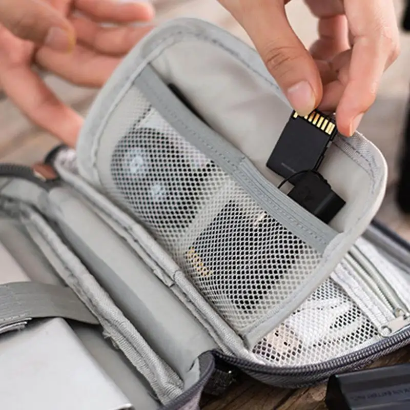 Electronic Organizer Bag Waterproof Portable Cord Gadgets Handbag Travel Mini Pouch For Data Cables Chargers USB Drives Cards