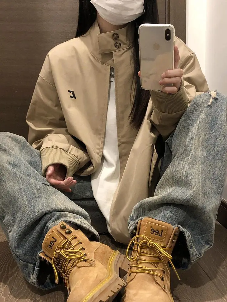 

Ladies Denim Jackets For Woman Burgundy University Campus Prints Matte Middle Shiny Cowboy Dating Lacing Matching School Cyber