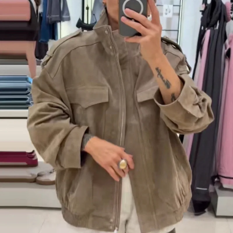 

Autumn Women’s Jacket Fashion Long Sleeve Coat With Zipper And Pocket Detail, Stylish High Street Outerwear Fall Season Coat New