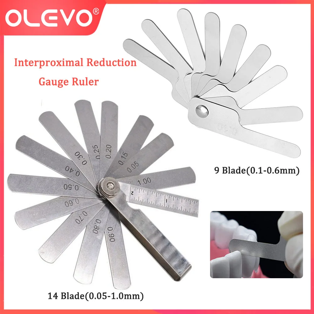 OLEVO-medidor de ortodoncia Dental, regla de medición de espacio, reducción de esmalte interproximal, herramienta de odontología de acero inoxidable IPR, hoja 9/14