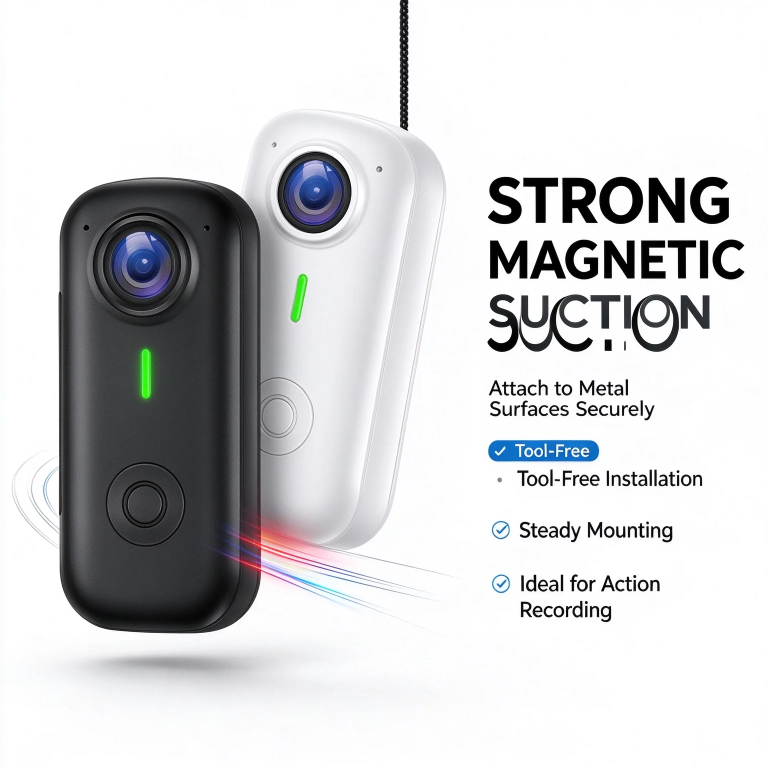 Wearable Magnetic Mini Action Camera, Body Cam w/ Waterproof Case & Mounts for Pet POV & Cycling Vlog