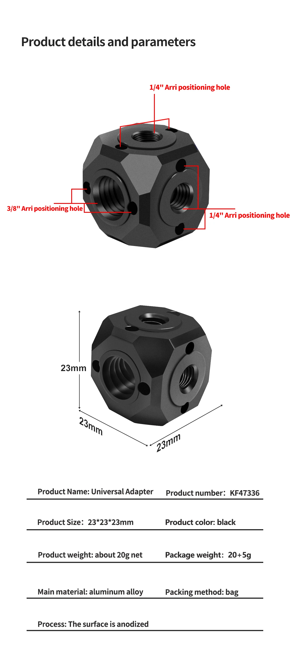Vielseitiger Mini-Magic-Cube-Adapter mit Schraubenloch ARRI 1/4 3/8' für GoPro 13 Insta360 X4 Osmo Blitzlicht Stativhalterung – Detail 13