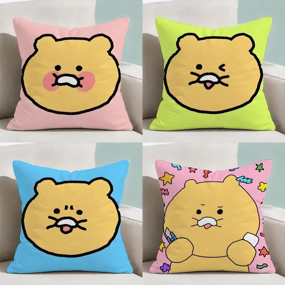 Mascot Choonsik Kakao Friends Ryan Cat Cushion Cover Throw Pillow Soft Short Plush Cozy Durable Colorfast Sofa Bedroom HomeDecor