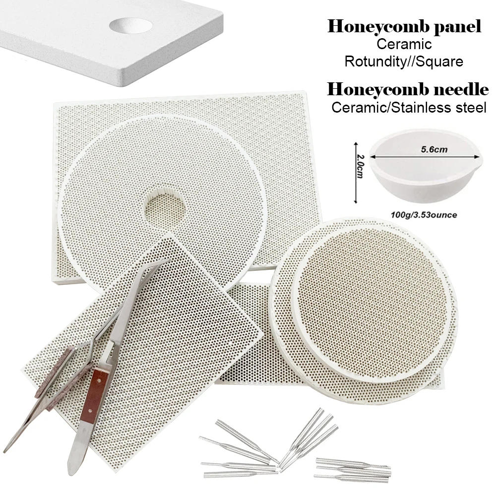 1 Set of Ceramic Honeycomb Soldering Pad Reverse Tweezers Heat Pad Ceramic Casserole Jewelry Welding Kit for Jewelry Making