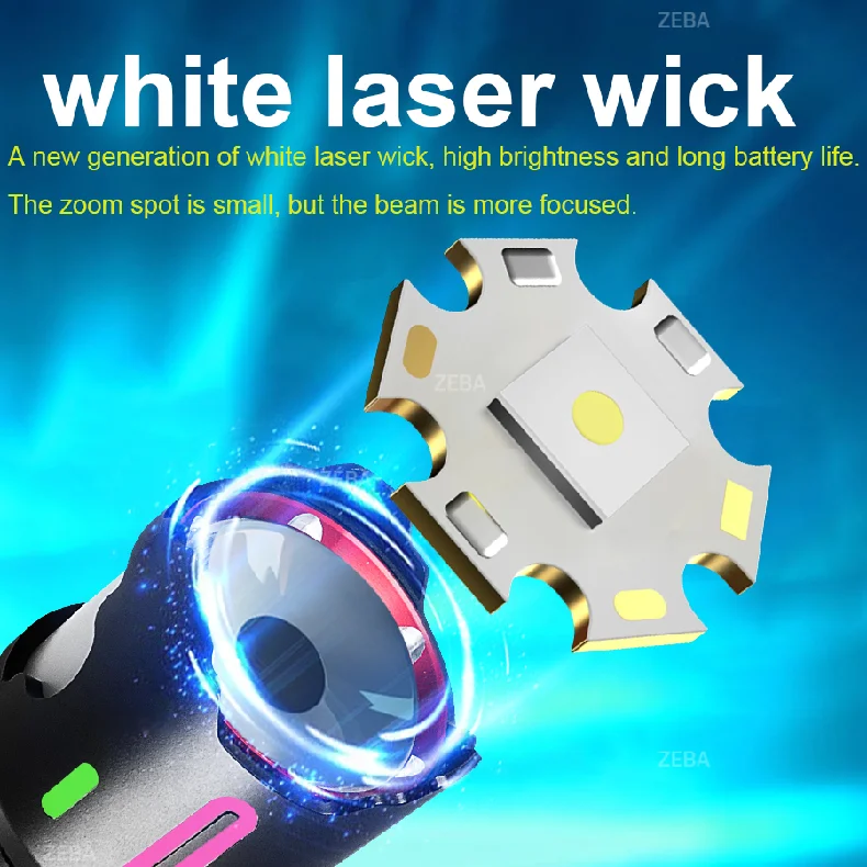 900000000LM Ultra Bright LED Flashlights Power Display Rechargeable Flashlight Zoomable Torch 5 Modes Most Powerful Camping Lamp