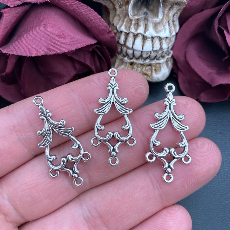 10pcs 34*16mm Antique Silver Earring Connectors Charms Pendant Designer Charms Fit Jewelry Making DIY Jewelry Findings view 5