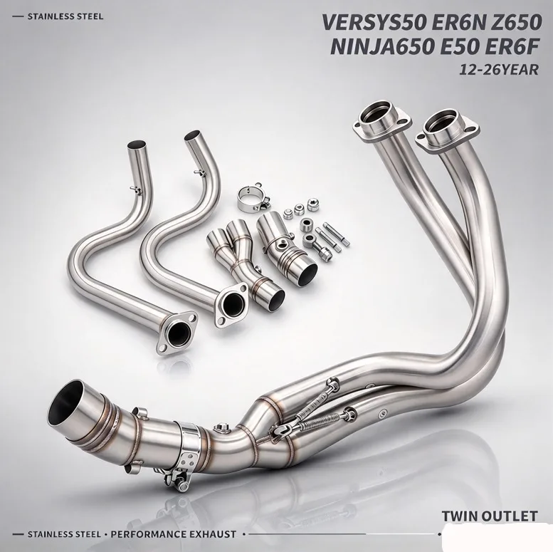 Suitable for ER6N ER6F Versys 650 Z650 Ninja650 51mm (2 sensors) motorcycle full exhaust system modified muffler with DB Killer