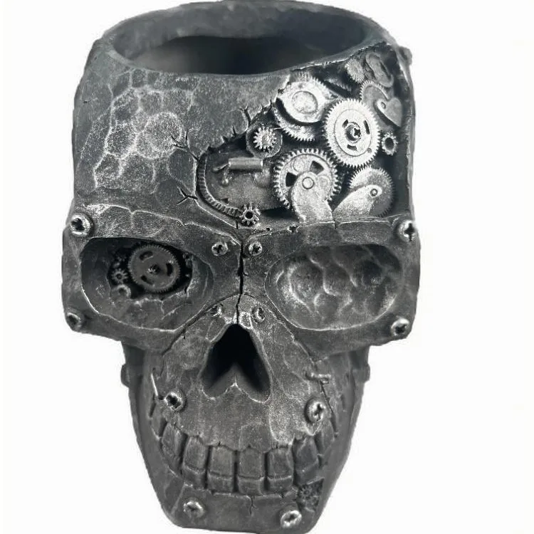 

Halloween Mechanical Wind Resin Crafts Skull Tools Flower Pot Ornaments Holiday Gifts Home Decoration Ornaments