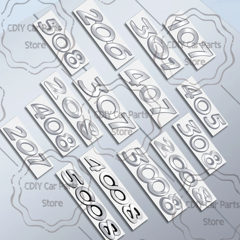 Car Sticker For Peugeot 107 407 308 408 508 307 301 405 208 207 206 2008 3008 4008 5008 chrome Silver Letter Emblem Metal Badge