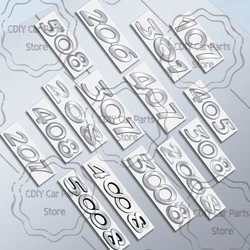 Car Sticker For Peugeot 107 407 308 408 508 307 301 405 208 207 206 2008 3008 4008 5008 chrome Silver Letter Emblem Metal Badge