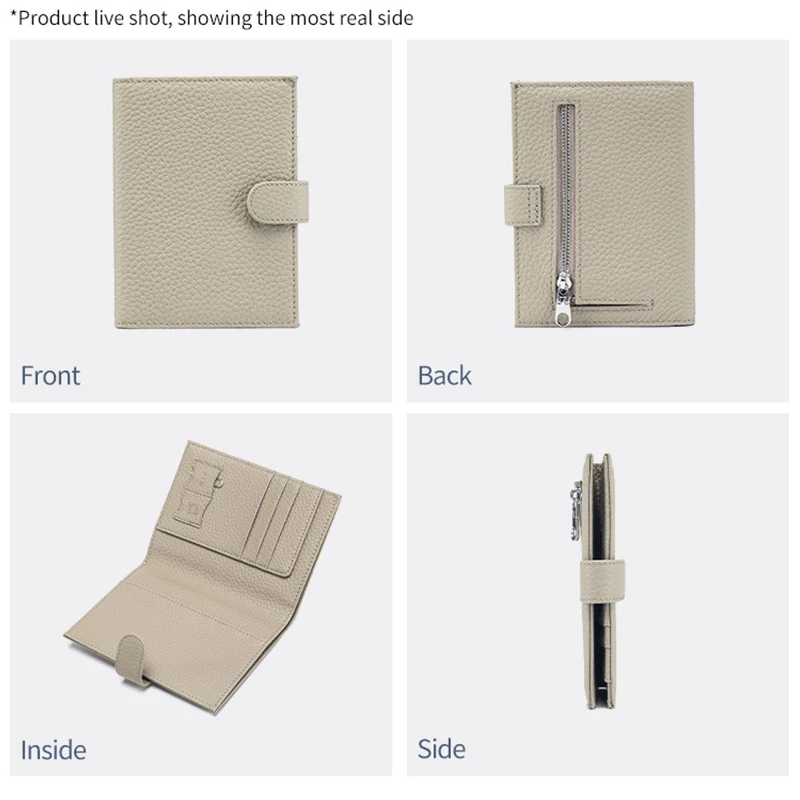 Echt Koe Lederen Paspoorthouder Reisportemonnee Met Rits Pocket Card Houder Rfid Blocking Bifold Wallet Voor Mannen En Vrouwen