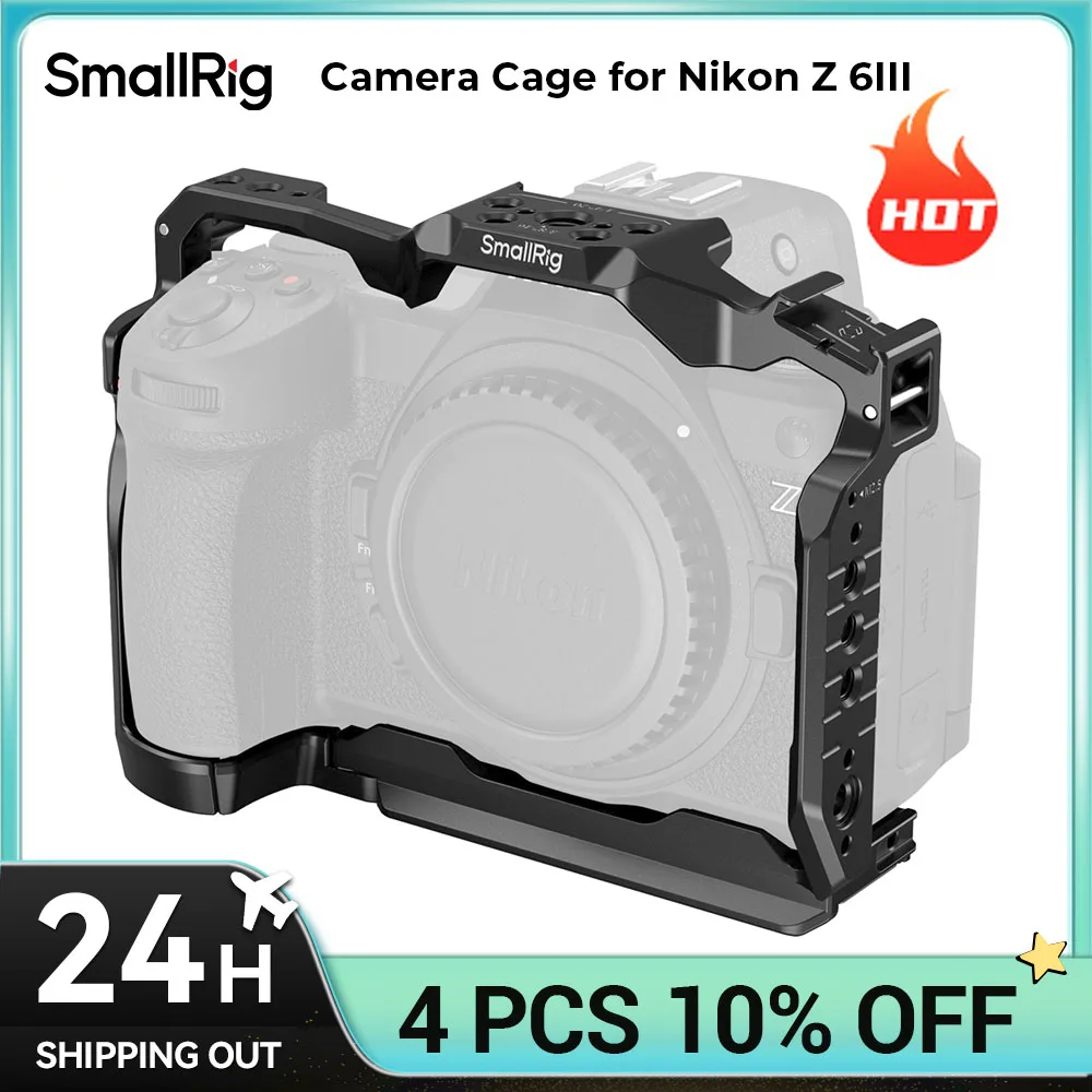 SmallRig Camera Cage for Nikon Z 6III with Arca-Swiss Quick Release Plate for DJI RS 3 /RS 3 Pro /RS 4 /RS 4 Pro or Tripod Mount