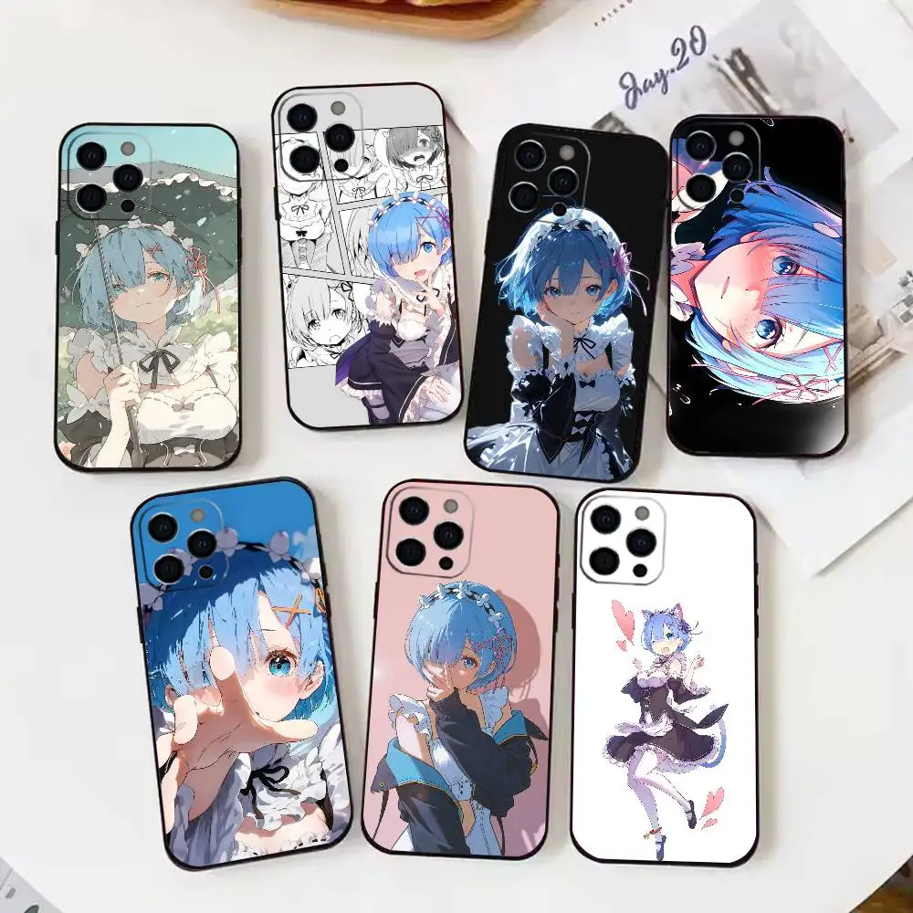 

Rem Phone Case For iPhone16,15,14,13,12,11Pro Max, Soft Black Cover1G