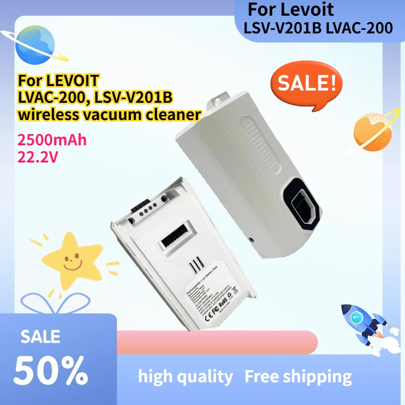 

2500mAH Applicable to LEVOIT LVAC-200, LSV-V201B wireless vacuum cleaner 22.2V replacement battery accessories