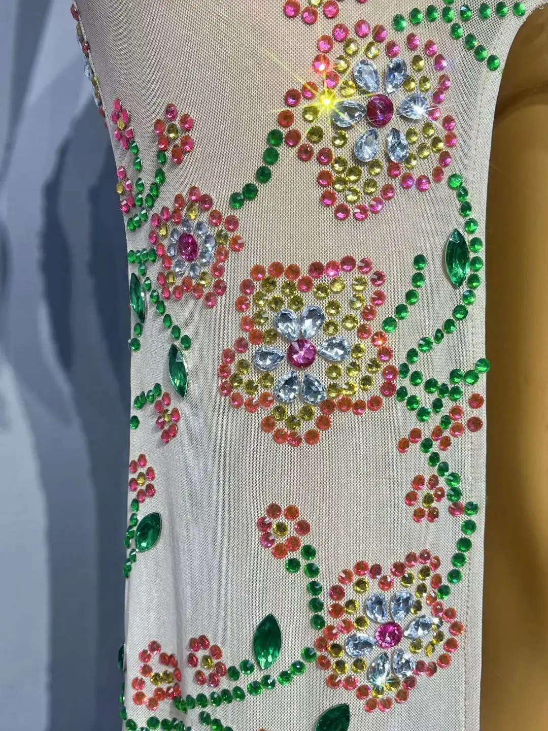 Lvhuaduo Abito da donna sexy con collo appeso Abito con scollo a V senza schienale in rete trasparente Abito da cocktail party di compleanno Costume da spettacolo