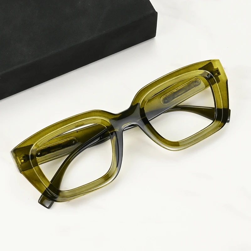 2025 neue Rechteck-Brille mit dickem Rahmen für Männer und Frauen, blaues Licht blockierende Computerbrille, Vintage-Mode-Brille 9847