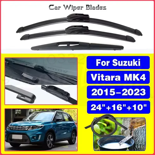 Para Suzuki Vitara MK4 2015 - 2023 cepillos de ventana de parabrisas 2021 2022 24 ""+ 16"" + 10 ""juego de limpiaparabrisas delantero y trasero