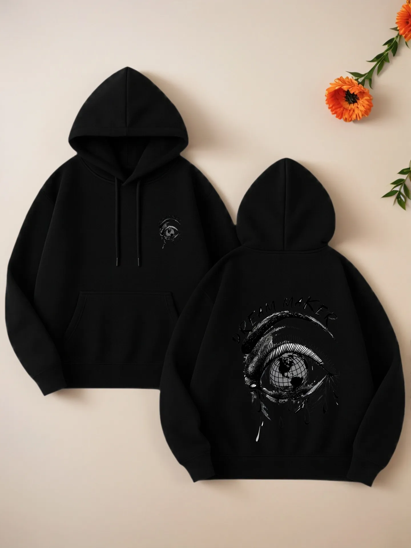 

Женская толстовка с рисунком, эстетический дизайн с принтом глаз, смесь хлопка, повседневная повседневная одежда, для молодых мужчин