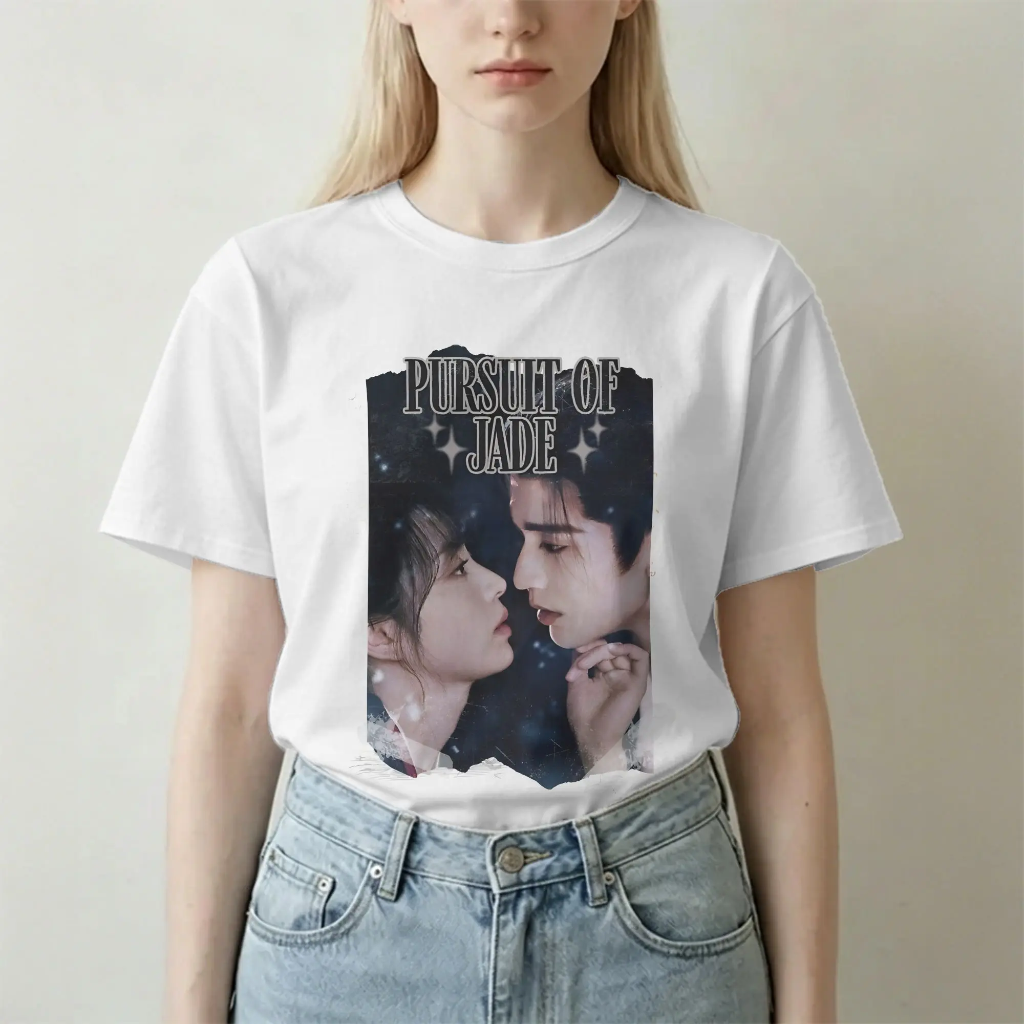 Camisetas de Algodão Puro para Homens e Mulheres, Inspiradas no Drama de TV Pursuit of Jade Zhu Yu, Camisetas Casuais de Manga Curta com Gola Redonda,