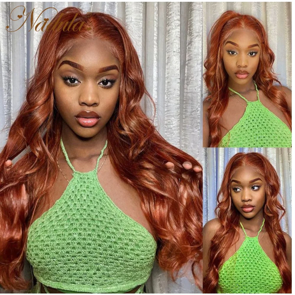 Nadula Hair Copper Brown 13X4 Lace Front Wig Body Wave Lace Frontal Wig Pre-plucked With Baby Hair Burmese Hair 100% Human Hair