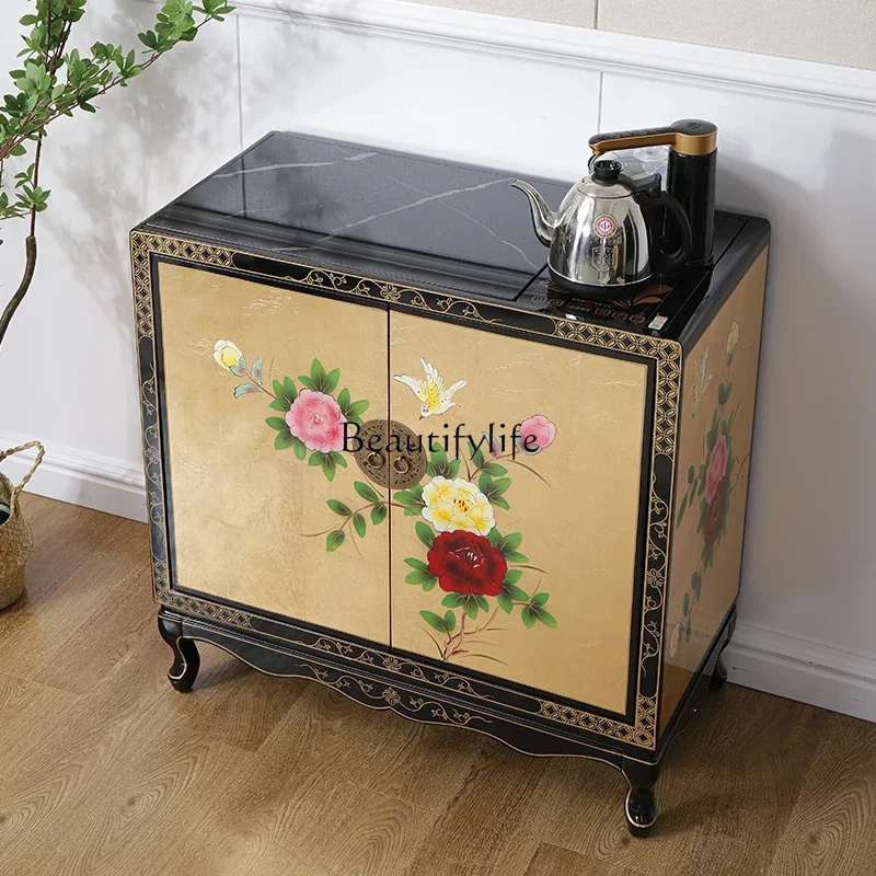 

LXNew Chinese solid wood tea cabinet household boiling water integrated tea meal side small table side cabinet