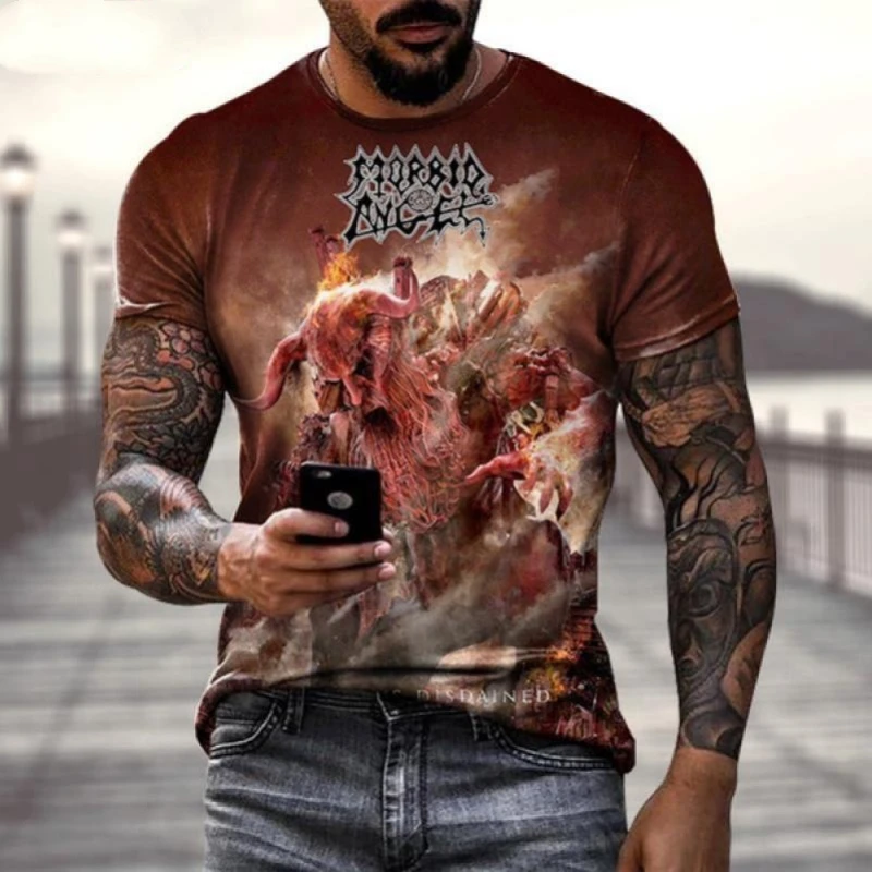 Summer New Fashion Casual t shirt for men 3D Printing Heavy Metal Rock Band Men\'s Round Neck Short Sleeve T-Shirt shirt tops