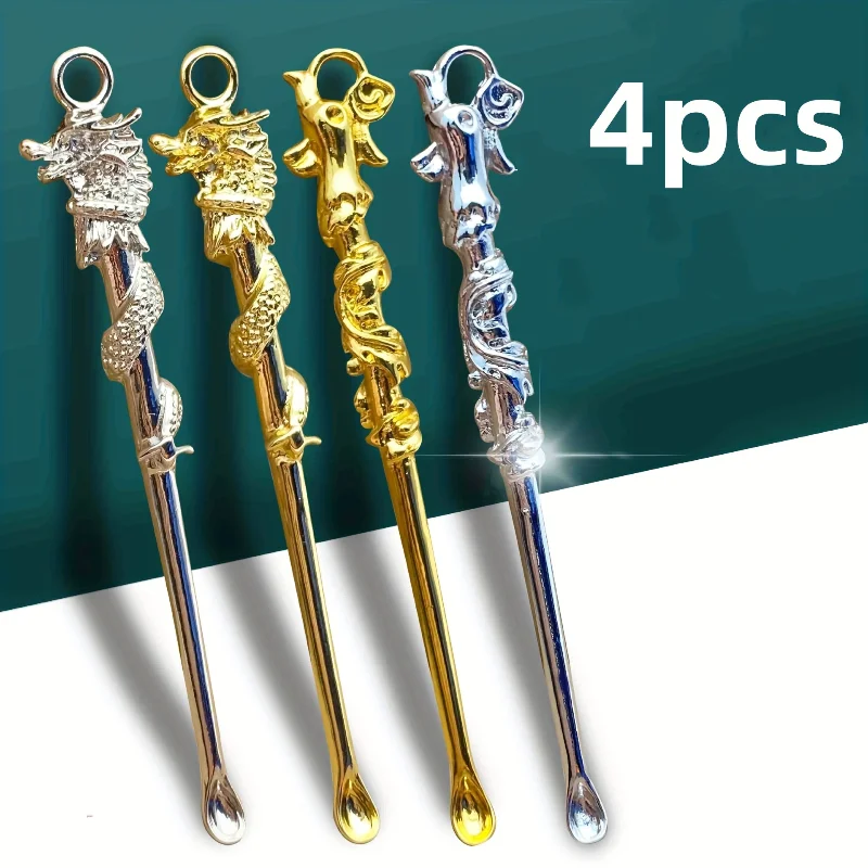 Image of 4er-Set Drachen- und Phönix-Ohrspatel, Supermarkt-Geschenk-Schlüsselanhänger
