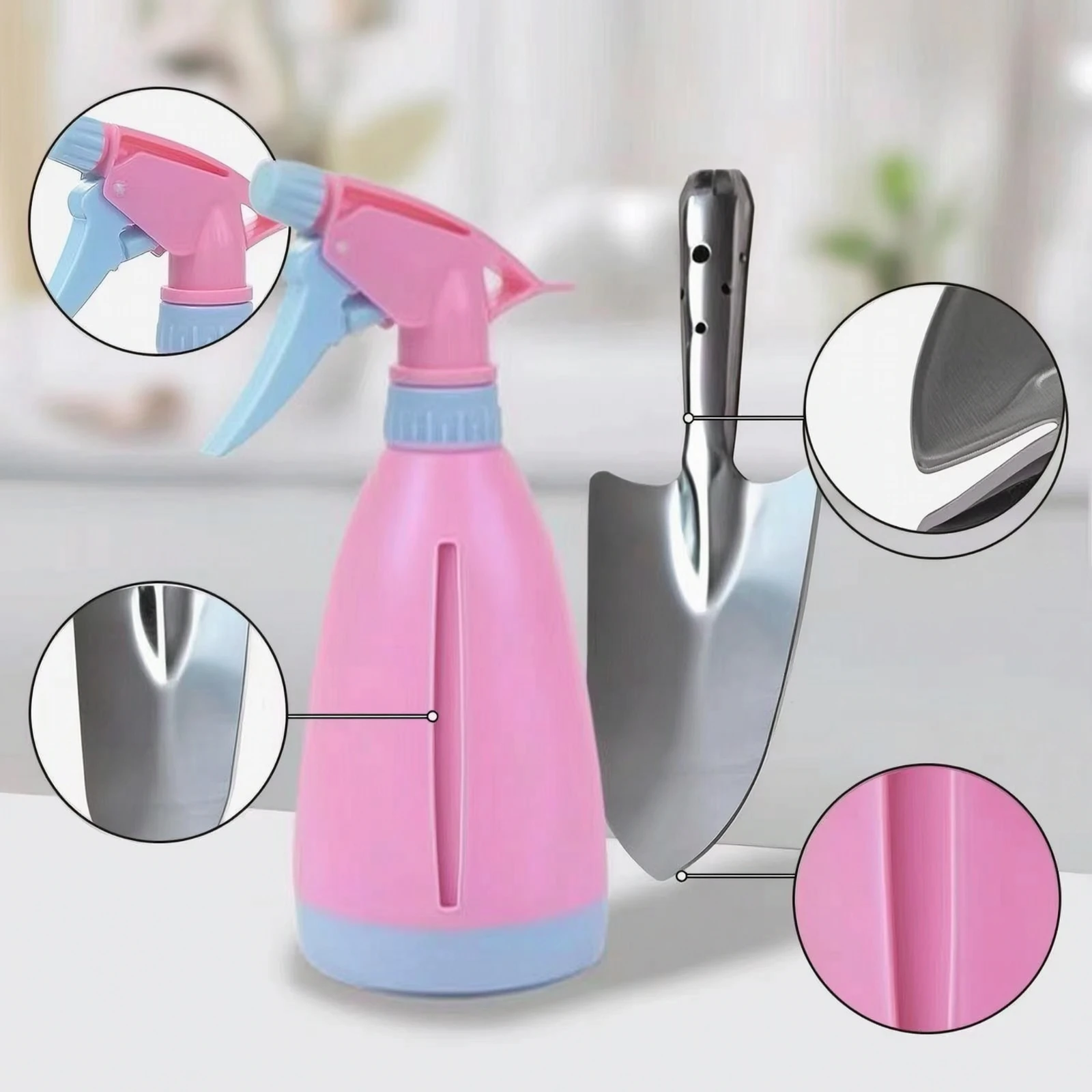 2 Pieces Hand Trowel with Spray Bottle Portable Gardening Kit with Spray Bottle Garden Trowel and Mister Set Handheld