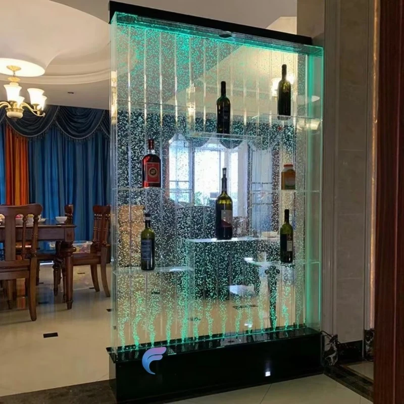 Vertical Bubble Water Flow Partition Multi Layer Side Storage Rack Indoor Bar Wine Display Divider Wall Decor Craft